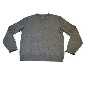 Banana Republic Men's M V-Neck Sweater Gray Lambswool Cashmere Vintage 2005